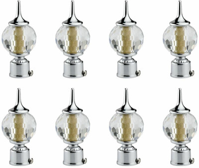 RKOING Silver Curtain Knobs, Rod Rail Bracket Metal(Pack of 8)
