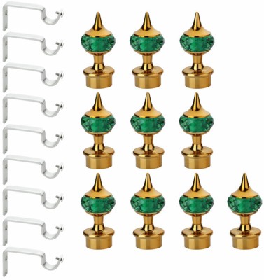 GLOXY Green, Gold Rod Rail Bracket, Curtain Knobs, Curtain Hooks, Curtain Rods Metal(Pack of 20)