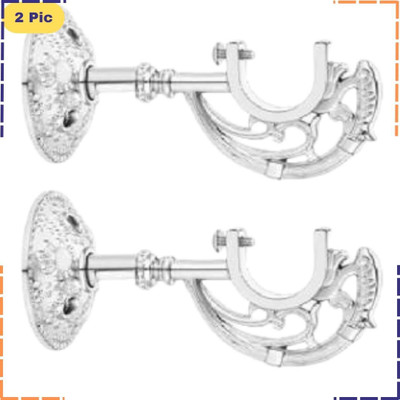 ZAPEX Silver Rod Rail Bracket, Curtain Knobs Metal(Pack of 2)
