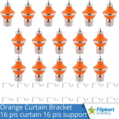 Flipkart SmartBuy Orange Curtain Knobs, Rod Rail Bracket Metal(Pack of 16)