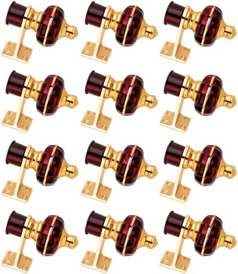 Ghazian Maroon, Gold Curtain Knobs, Rod Rail Bracket Metal(Pack of 12)