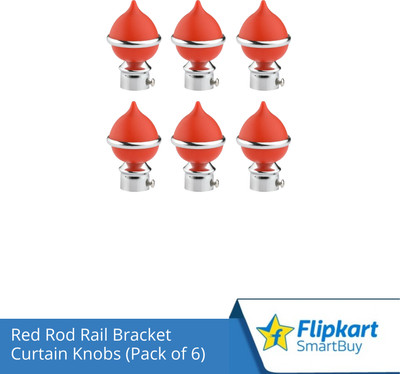 Flipkart SmartBuy Red Curtain Knobs, Rod Rail Bracket Metal(Pack of 6)