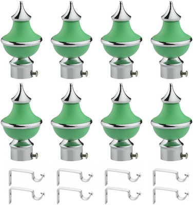 ZYREX Green Rod Rail Bracket, Curtain Knobs Metal(Pack of 8)