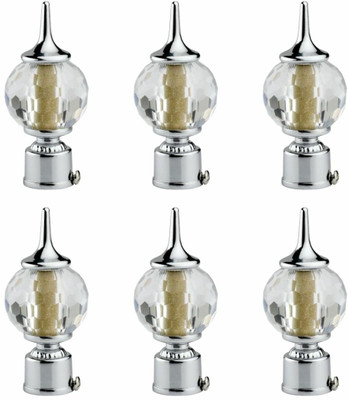 RKOING Silver Curtain Knobs, Rod Rail Bracket Metal(Pack of 6)