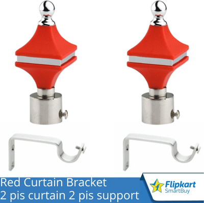 Flipkart SmartBuy Red Curtain Knobs, Rod Rail Bracket Metal(Pack of 2)