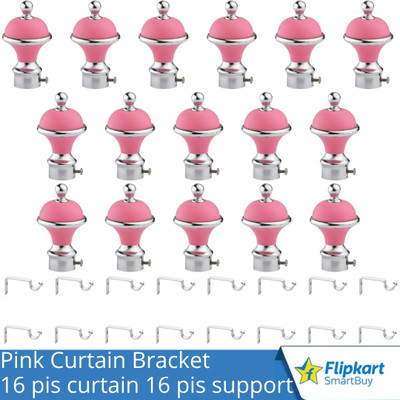 Flipkart SmartBuy Pink Curtain Knobs, Rod Rail Bracket Metal(Pack of 16)