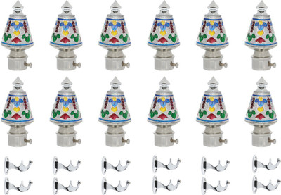 ZAPEX Silver Curtain Knobs, Rod Rail Bracket Metal(Pack of 12)
