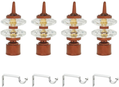 ZAPEX Brown Rod Rail Bracket, Curtain Knobs Metal(Pack of 4)