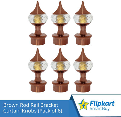 Flipkart SmartBuy Beige Curtain Knobs, Rod Rail Bracket Metal(Pack of 6)