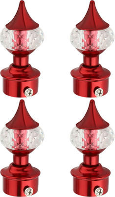 Dorami Red Curtain Knobs, Rod Rail Bracket Metal(Pack of 4)