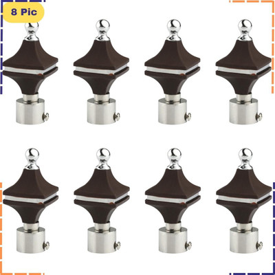 ZAPEX Black Rod Rail Bracket, Curtain Knobs Metal(Pack of 8)