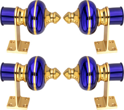 HOZIL Blue Rod Rail Bracket, Curtain Hooks, Curtain Knobs Metal(Pack of 4)