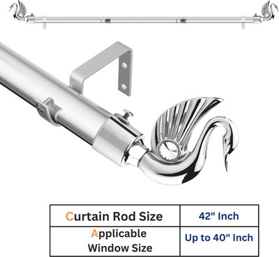 GLOXY Silver Curtain Knobs, Curtain Rods, Rod Rail Bracket Metal(Pack of 1)