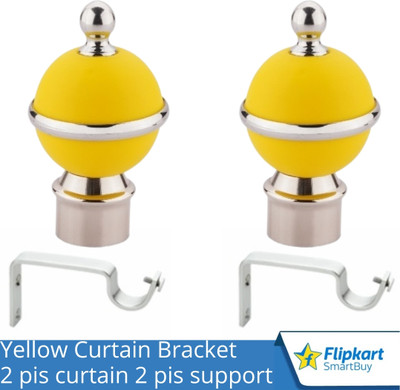 Flipkart SmartBuy Yellow Curtain Knobs, Rod Rail Bracket Metal(Pack of 2)