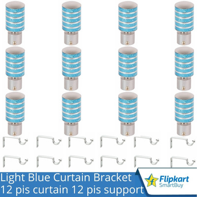 Flipkart SmartBuy Blue Curtain Knobs, Rod Rail Bracket Metal(Pack of 12)