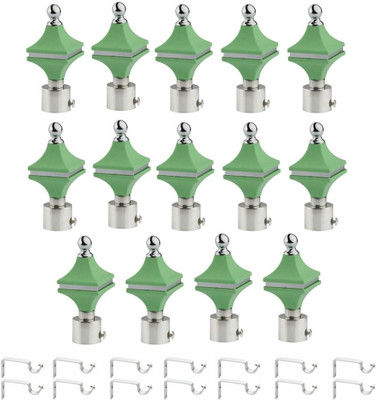 ZYREX Green Rod Rail Bracket, Curtain Knobs Metal(Pack of 14)