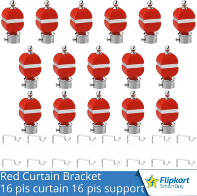 Flipkart SmartBuy Red Curtain Knobs, Rod Rail Bracket Metal(Pack of 16)