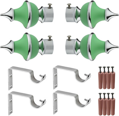 GRIVAN Silver, Green Rod Rail Bracket, Curtain Hooks, Curtain Rods, Curtain Knobs Metal(Pack of 8)