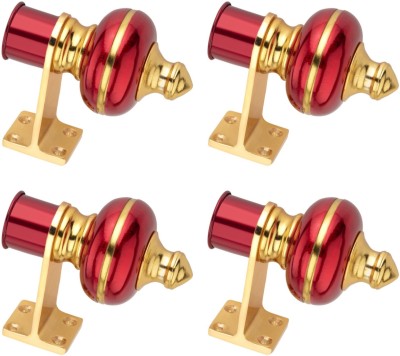 Ghazian Red, Gold Curtain Knobs, Rod Rail Bracket Metal(Pack of 4)