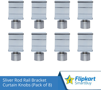 Flipkart SmartBuy Silver Curtain Knobs, Rod Rail Bracket Metal(Pack of 8)