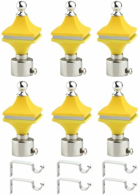 krina Silver, Yellow Rod Rail Bracket, Curtain Knobs Metal(Pack of 12)