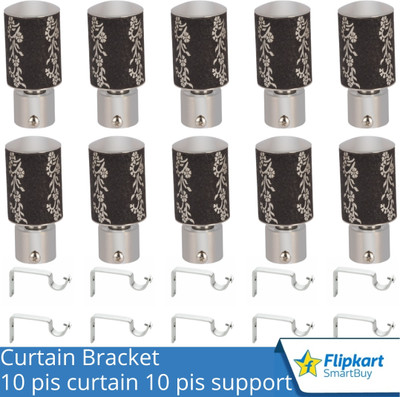 Flipkart SmartBuy Black Curtain Knobs, Rod Rail Bracket Metal(Pack of 10)