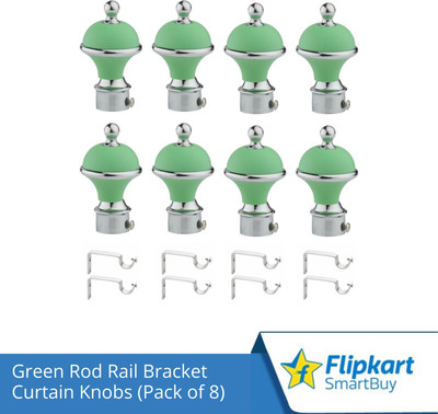 Flipkart SmartBuy Green Curtain Knobs, Rod Rail Bracket Metal(Pack of 8)