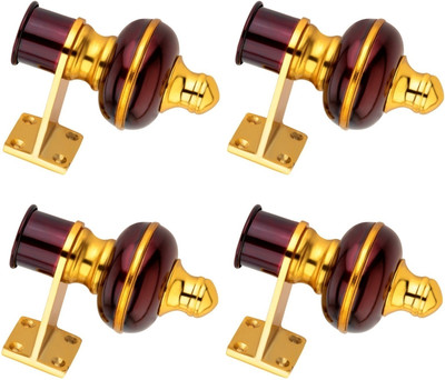 Dorami Maroon Curtain Knobs, Rod Rail Bracket Metal(Pack of 4)