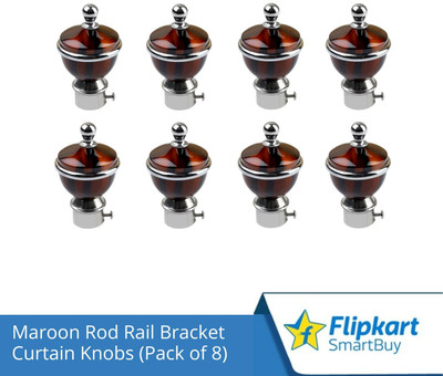 Flipkart SmartBuy Maroon Curtain Knobs, Rod Rail Bracket Metal(Pack of 8)