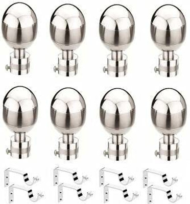 Ebenezer Silver Curtain Knobs, Rod Rail Bracket Metal(Pack of 16)