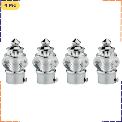 ZAPEX Silver Curtain Knobs, Rod Rail Bracket Metal(Pack of 4)