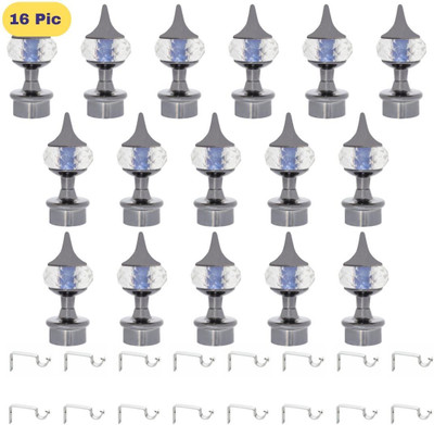 ZAPEX Grey Curtain Knobs, Rod Rail Bracket Metal(Pack of 16)