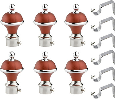 ZedZero Maroon Curtain Knobs, Rod Rail Bracket Metal(Pack of 6)