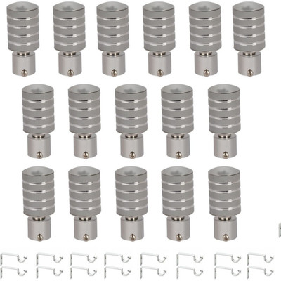 RKOING Grey Rod Rail Bracket, Curtain Knobs Metal(Pack of 16)
