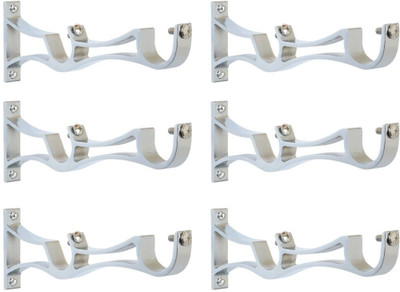 RKOING Silver Rod Rail Bracket, Curtain Knobs Metal(Pack of 6)