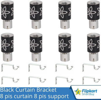 Flipkart SmartBuy Black Curtain Knobs, Rod Rail Bracket Metal(Pack of 8)