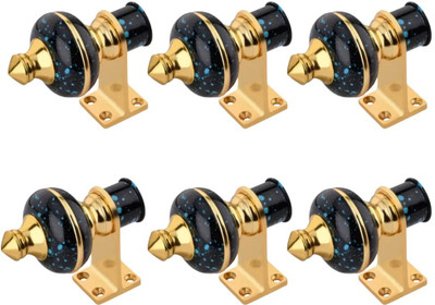 GROWNIX Black, Light Blue Curtain Hooks, Curtain Knobs, Curtain Rings, Curtain Rods, Rod Rail Bracket Metal(Pack of 6)