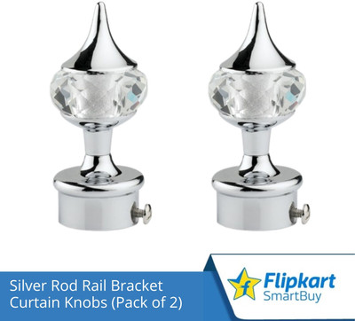 Flipkart SmartBuy Silver Curtain Knobs, Rod Rail Bracket Metal(Pack of 2)