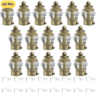 ZAPEX Gold Rod Rail Bracket, Curtain Knobs Metal(Pack of 16)