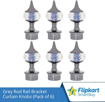 Flipkart SmartBuy Grey Curtain Knobs, Rod Rail Bracket Metal(Pack of 6)