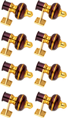 Ghazian Maroon, Gold Curtain Knobs, Rod Rail Bracket Metal(Pack of 8)