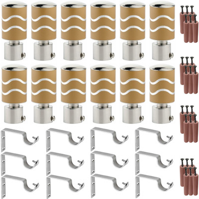 GRIVAN Yellow Rod Rail Bracket, Curtain Knobs, Curtain Hooks Metal(Pack of 12)