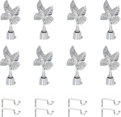 ZYREX Silver Curtain Knobs, Rod Rail Bracket Metal(Pack of 8)