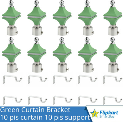 Flipkart SmartBuy Green Curtain Knobs, Rod Rail Bracket Metal(Pack of 10)