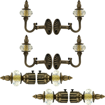 Bzcarts Beige Curtain Knobs, Curtain Rods, Rod Rail Bracket, Curtain Hooks Metal(Pack of 2)