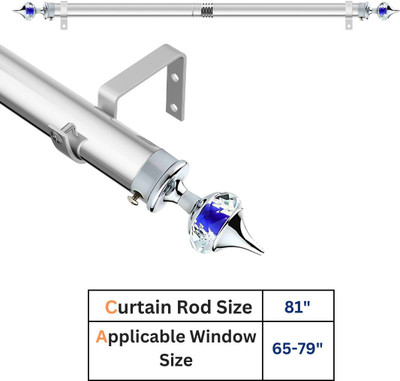 GLOXY Silver, Blue Curtain Knobs, Curtain Rods, Rod Rail Bracket Metal(Pack of 1)