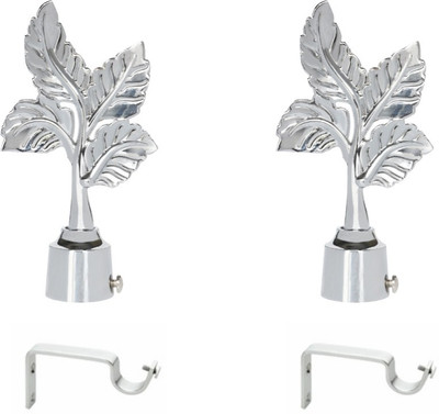 ZYREX Silver Curtain Knobs, Rod Rail Bracket Metal(Pack of 2)