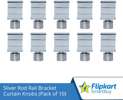 Flipkart SmartBuy Silver Curtain Knobs, Rod Rail Bracket Metal(Pack of 10)