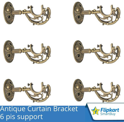 Flipkart SmartBuy Brown Curtain Knobs, Rod Rail Bracket Metal(Pack of 6)