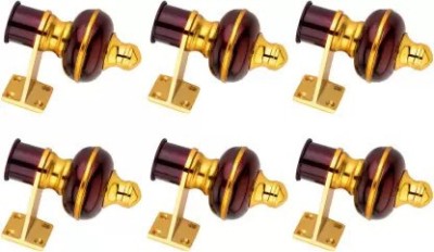 scraftindia Brown Rod Rail Bracket, Curtain Knobs, Curtain Hooks, Curtain Rods Metal(Pack of 6)